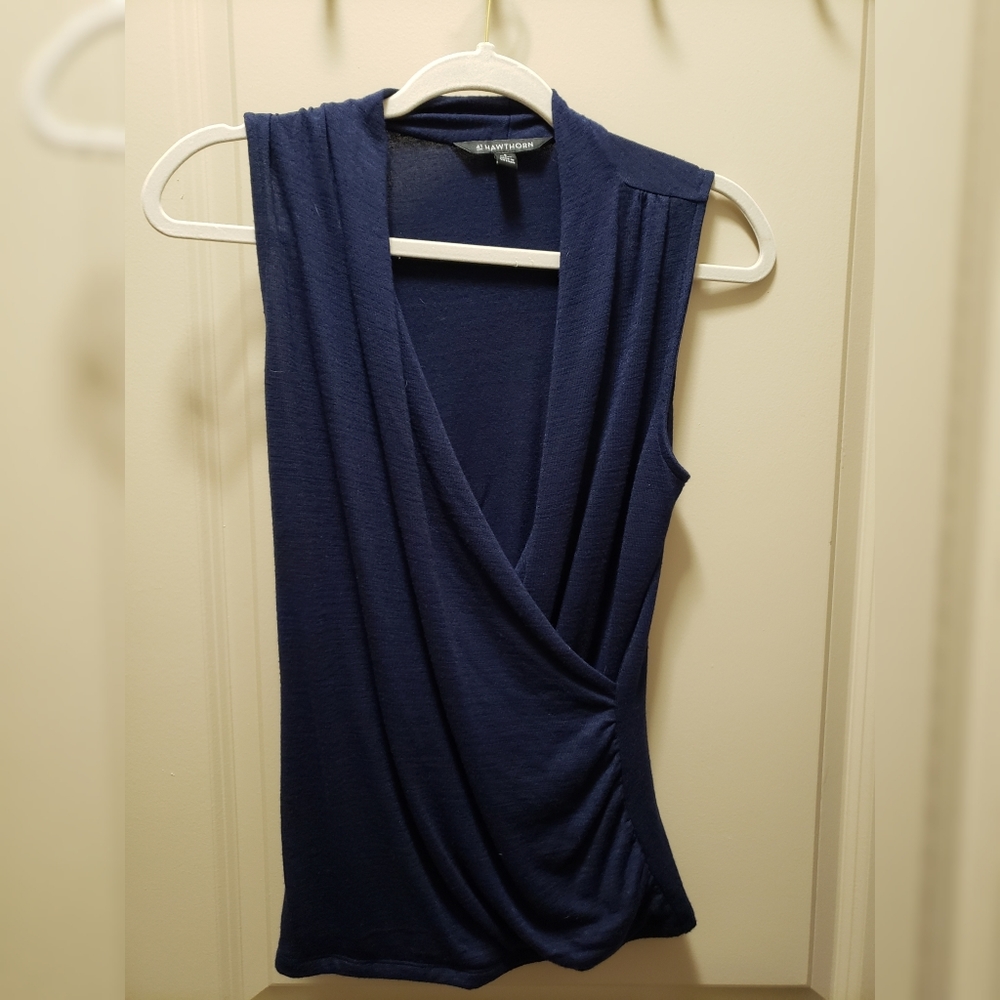 Faux wrap navy top from 41 Hawthorn